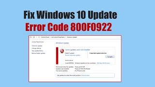 Fix Windows 10 Update Error Code 800F0922