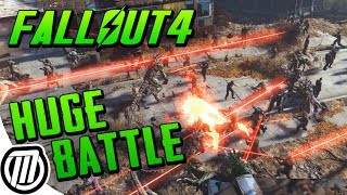 Fallout 4 HUGE Battle Gameplay! - Deathclaw Army VS Brotherhood of Steel (PC MODS)