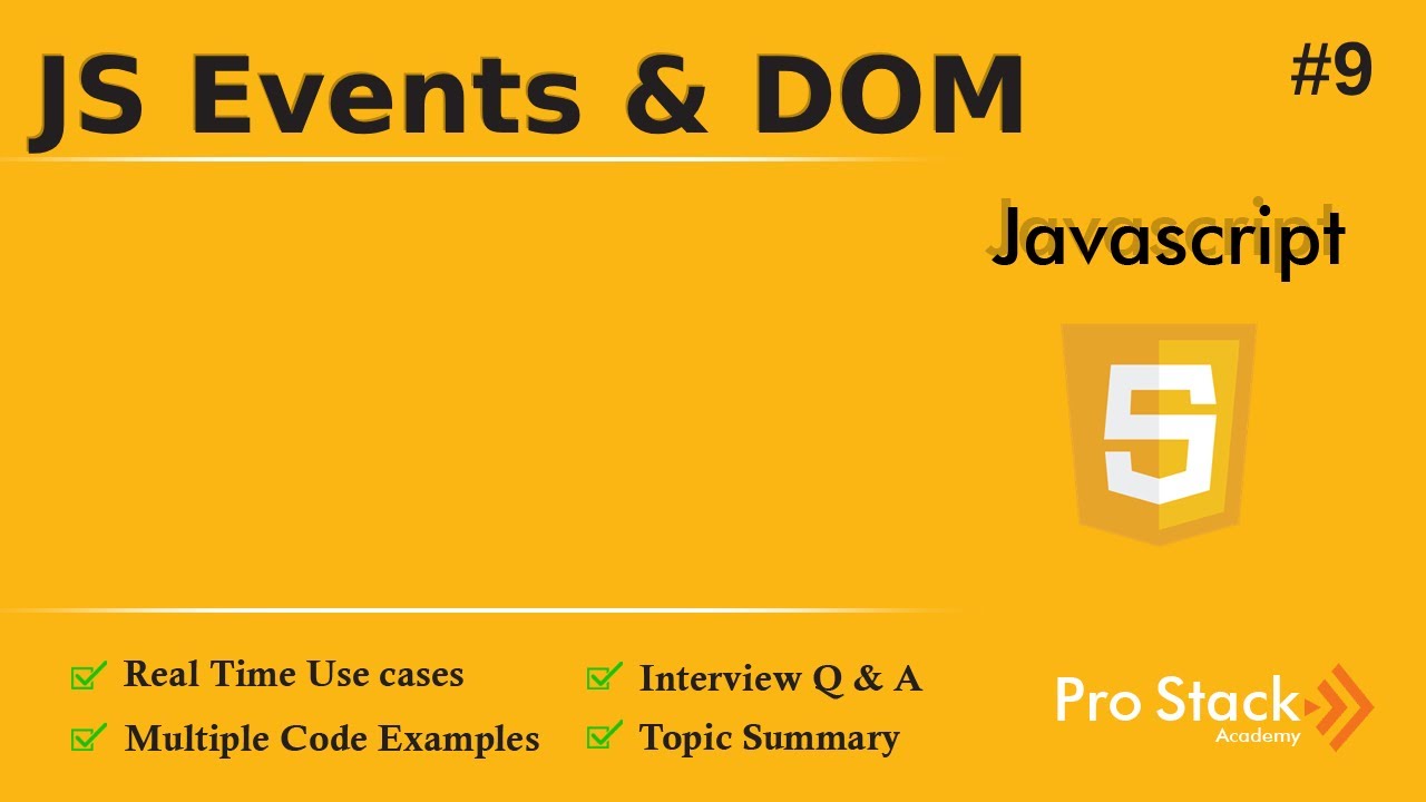 JavaScript - Events and DOM | Pro Stack Academy | Narasimha Reddy - YouTube