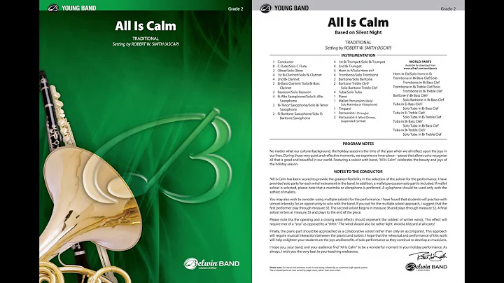 All Is Calm, arr. Robert W. Smith – Score & Sound