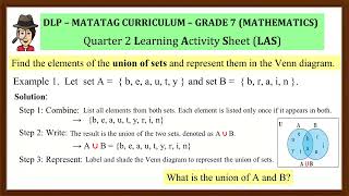 Math 7 Video-Based DLP Quarter 2 LAS 22 👉 Union of Sets \& Representing Them in Venn Diagrams! 🤝📊✨