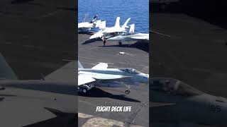 F/A-18E Super Hornet catches a wire on an #aircraftcarrier #flightdecklife #USnavy #CVN69