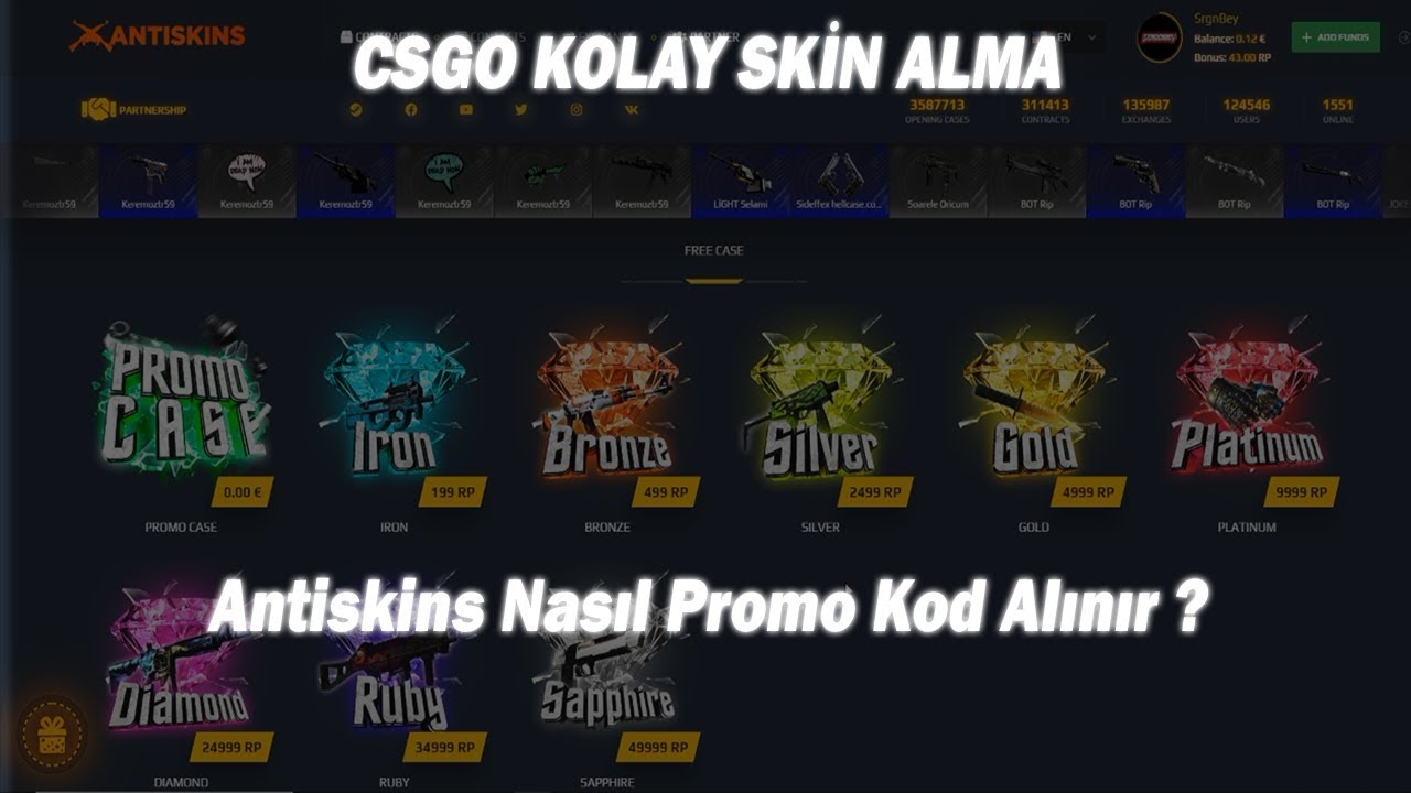 ANTİSKİNS BEDAVA PROMO KOD - CSGO BEDAVA SKİN NASIL ALINIR ? - YouTube