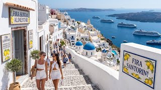 Fira Santorini Walking Tour: 4K Thira Greece Walk With Natural Sound 🇬🇷