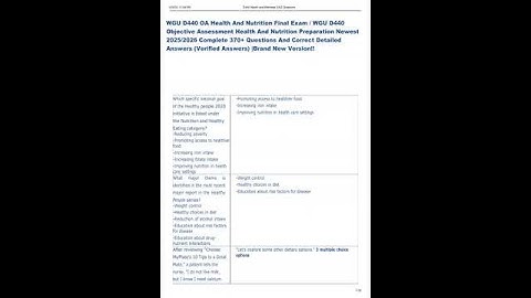 Wgu D440 Health And Nutrition Final Exam TEST BANK 2025 2026 Edition 370 Verified Qa
