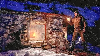 A stone cabin in the mountains saved me from a blizzard | SOLO OVERNIGHT