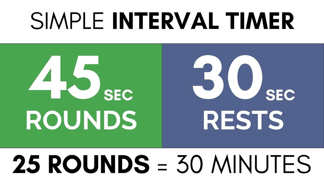 45/30 Second Interval Timer up to 25 Rounds 30 Minutes Simple