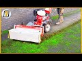 Moss covered streets get cleaned spotless  satisfying street sweeper  driveway cleaning machines