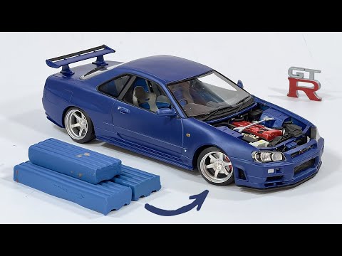 Nissan Skyline GTR R34 сделанный из пластилина, копия своими руками