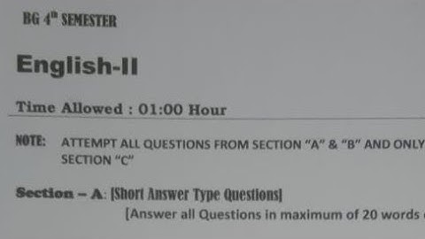 Kashmir University English-ll paper BG-4th semester Batch-2020 ||B.SC 4th sem papers