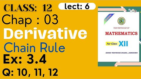 Class 12 Mathematics | Chap 3 : Ex 3.4 Q: 10, 11,12 |  Derivative | Chain Rule | Hindi