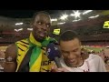 Andre De Grasse surprised by Usain Bolt during interview