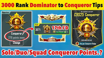 🔥RANK 3000 ACE DOMINATOR TO CONQUEROR POINTS⁉️| SEASON END CONQUEROR RANKPUSH TIPS & STRATEGY✅