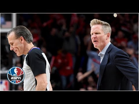 Steve Kerr ejected in Warriors' 4th quarter implosion vs. Blazers | NBA Highlights