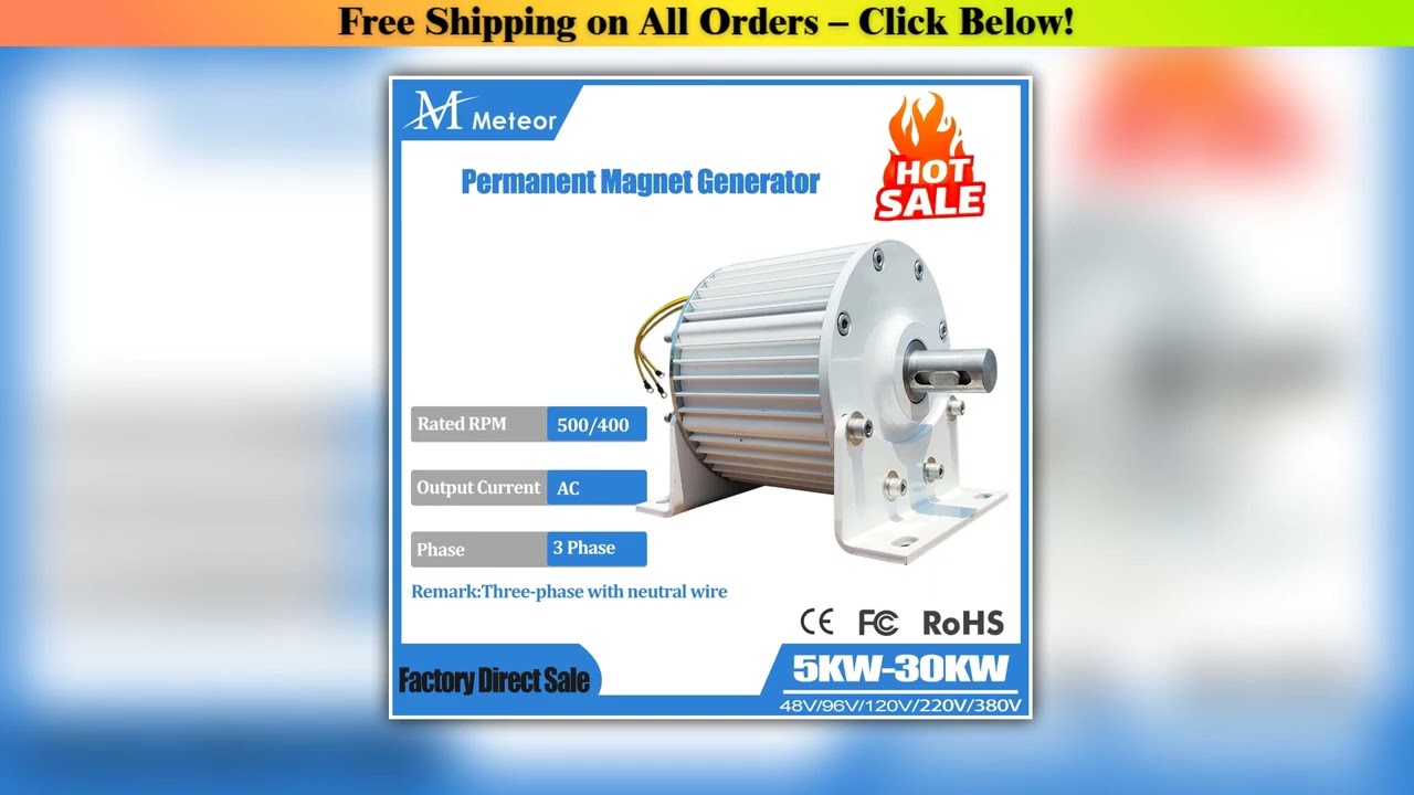 10KW 20KW 30KW Low Speed Permanent Magnet Generator 48V 220V 380V 3 Phase AC Alternators Use For