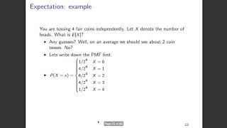 Expectation of a Discrete Random Variable