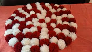HOW TO MAKE DOOR MAT WITH WOOLEN \\ HOWTO MAKE POM POM FROM WOOLEN \\ DOOR MAT RUG FROM WASTE W