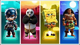 Tiles Hop EDM Rush | Captain America vs Panda vs Spongebob vs Maui
