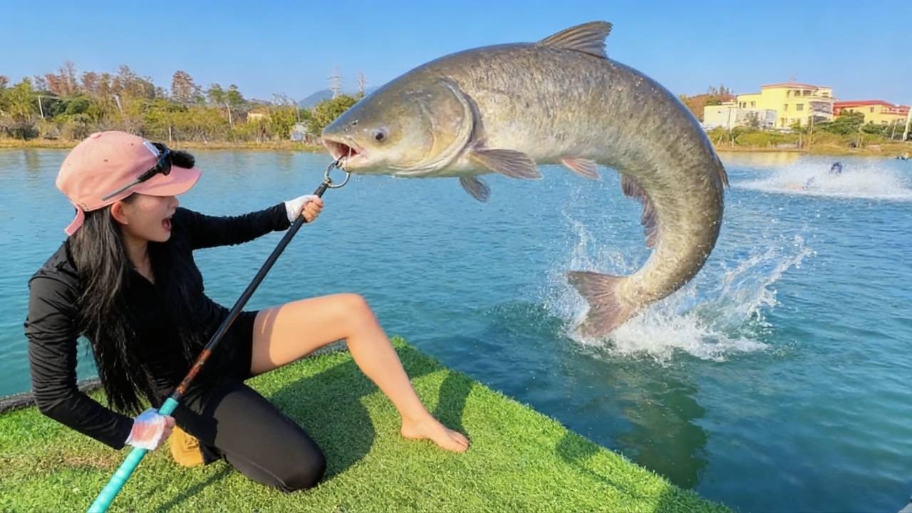 老闆被盤怕了，答應送条百斤魚。老闆娘卻說啥不信，獅子大開口要3000釣費，高低得給她上一課！ 【女釣友微微】