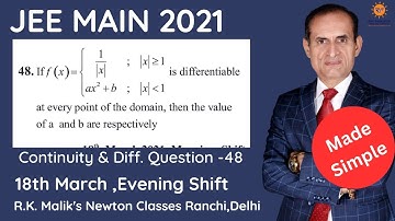 PYQ, JEE MAIN, Continuity & Differentiability, 18th March 2021, Morning shift, Question-48
