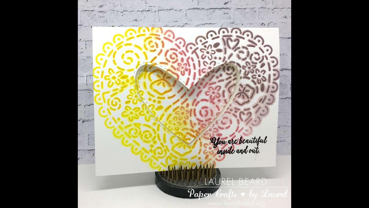 Inlaid Layered stenciled die cutting with distress inks - YouTube