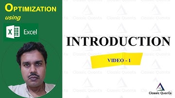 1.Introduction | Optimization using Excel