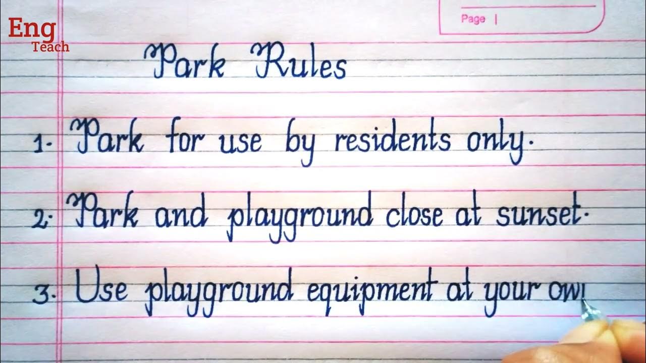 Rules and regulations for Park Rules and regulations writing
