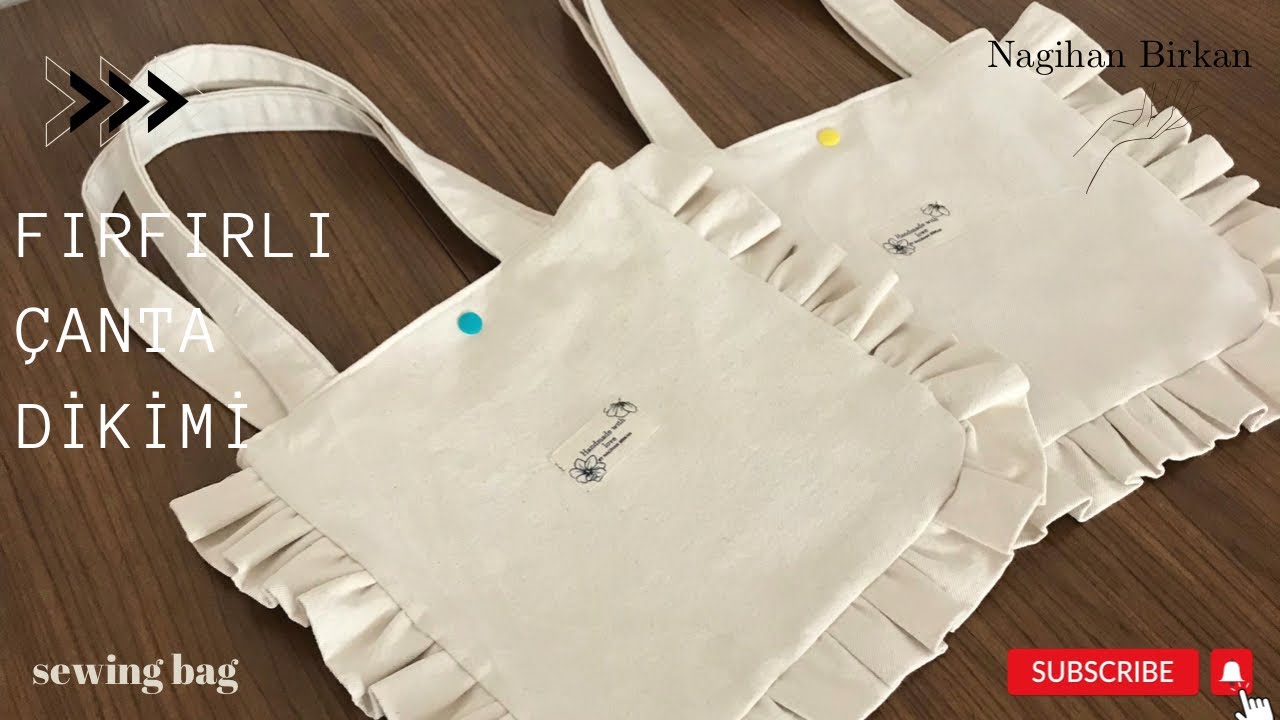 Fırfırlı astarlı çanta dikimi /dıy lined big rufle bag tuturial