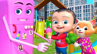 Cute Friend Refrigerator playtime with food - BillionSurpriseToys Nursery Rhymes, Kids Songs chords