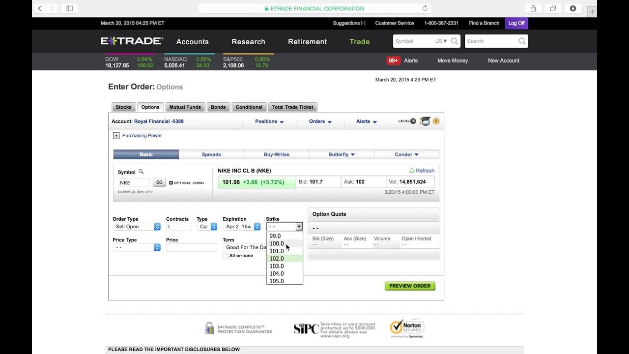 How to sell a covered call with etrade (3mins) YouTube