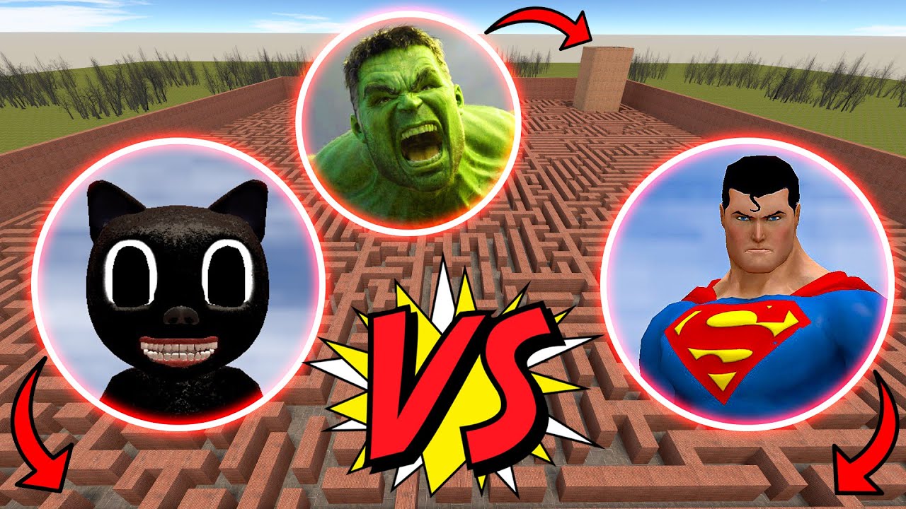 New Epic Battle CARTOON CAT vs EVIL HULK vs SUPERMAN in Garry’s Mod!
