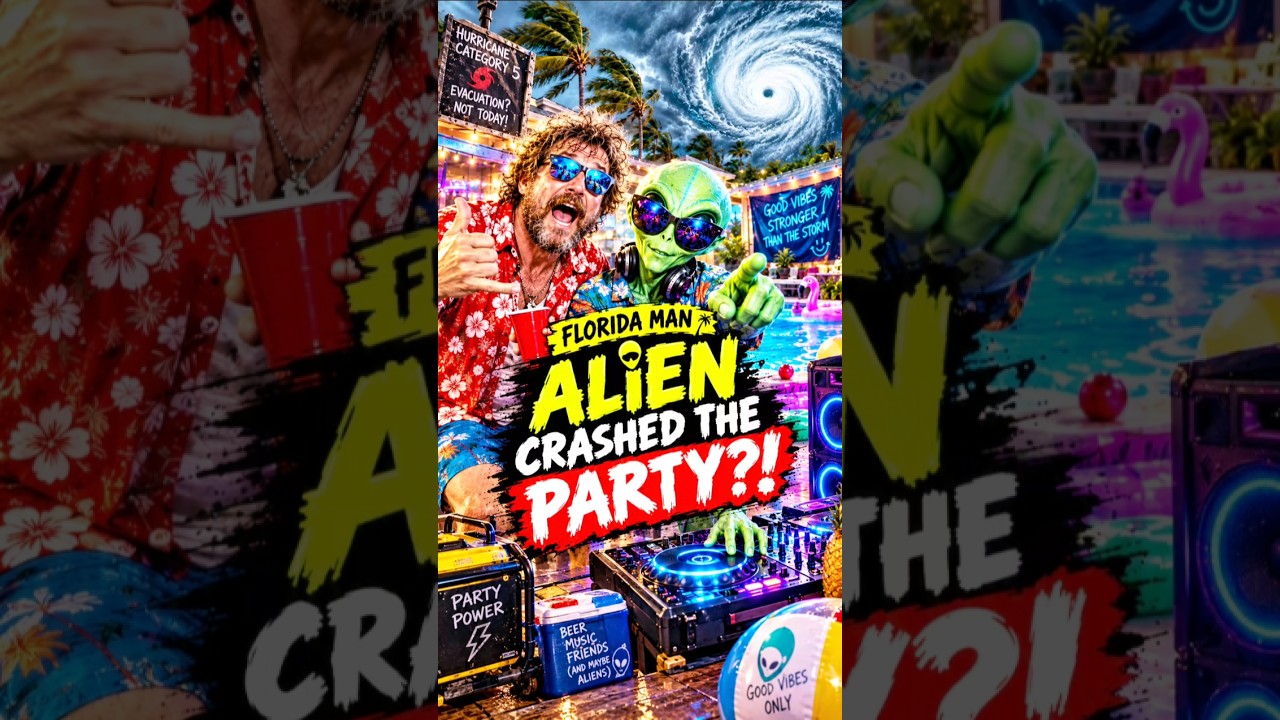 🌀👽 Florida Man Hurricane Party Hero 😂#FloridaMan #FunnyShorts #ComedyShorts #AlienComedy #hurricane