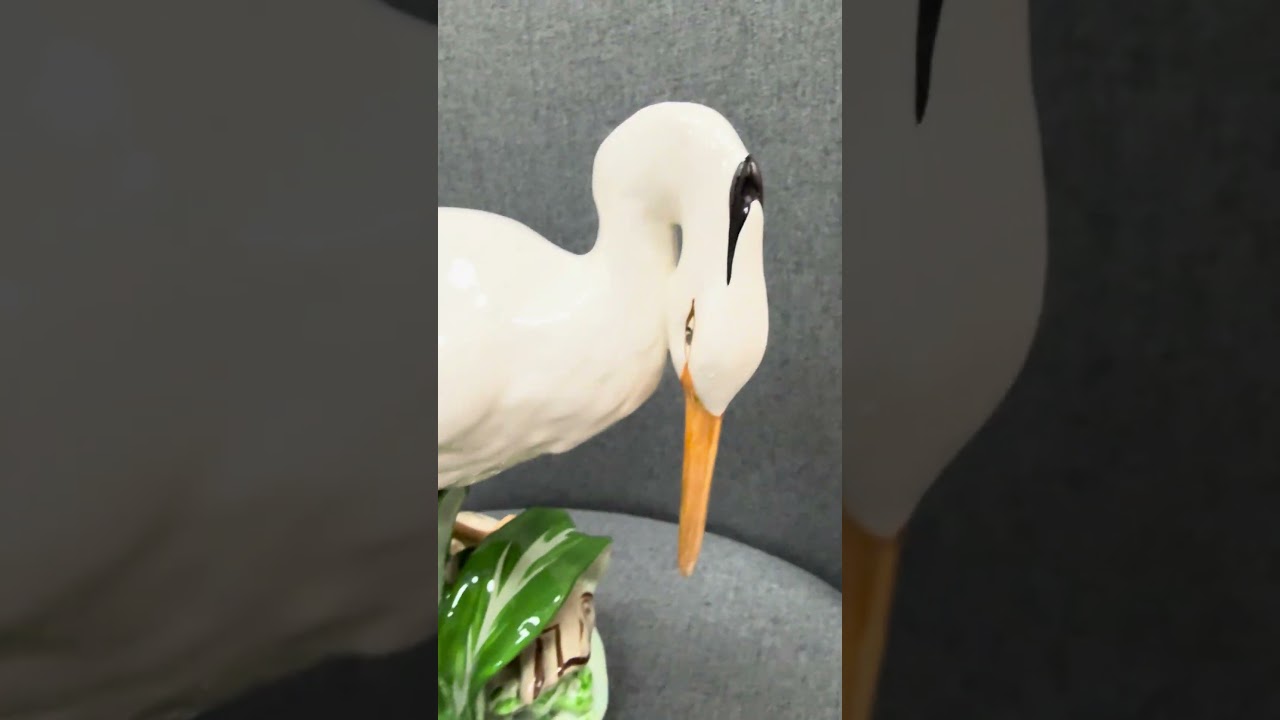 Продажа Большая Статуэтка Цапля и лягушка на болоте. Лелека Славянский керамический комбинат 25см