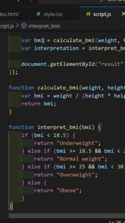 BMI Calculator Height and Weight JavaScript | How to Design a BMI ...