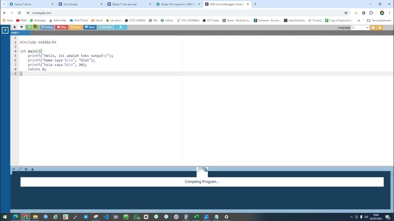 Belajar Pemrograman C #04 Mengenal Fungsi Input dan Output pada C Part ...