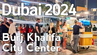 Dubai [4K] Amazing Burj Khalifa, City Center Night Walking Tour 🇦🇪