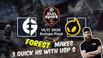 F0rest makes 3 quick HS with USP S, Evil Geniuses vs Dignitas, FunSpark ULTI 2020 Europe Final