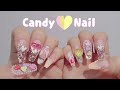 [SelfNailTutorial]Candy💛 Nail 귀염뽀짝 컬러풀 캔디하트네일/젤리하트 糖果美甲🍬/キャンディハートネイル/unhas decoradas coração ❤