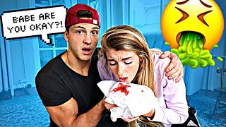 Throwing up Blood PRANK On Boyfriend! *Cute Reaction*