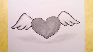 Drawing A Beautiful Winged Heart Simple Shading Shadow Techniques