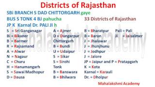 Districts of Rajasthan with tricks @ Mahalakshmi Academy