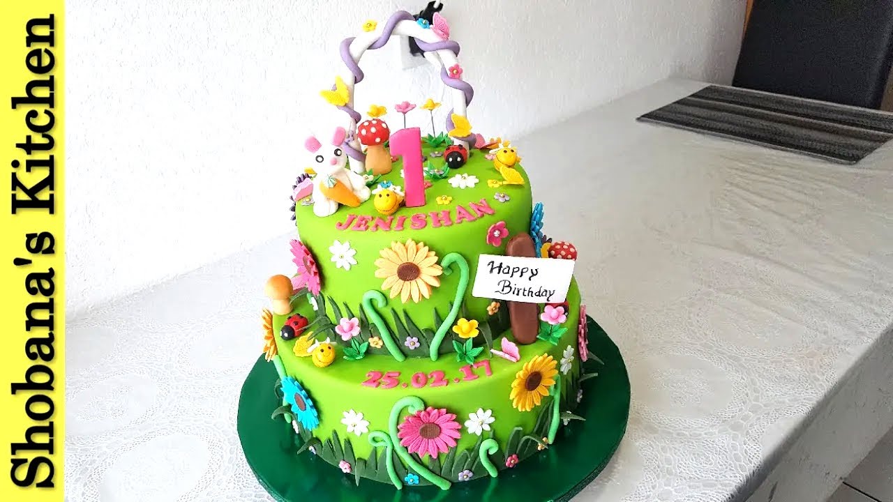 1st Birthday Flower Garden Theme Cake