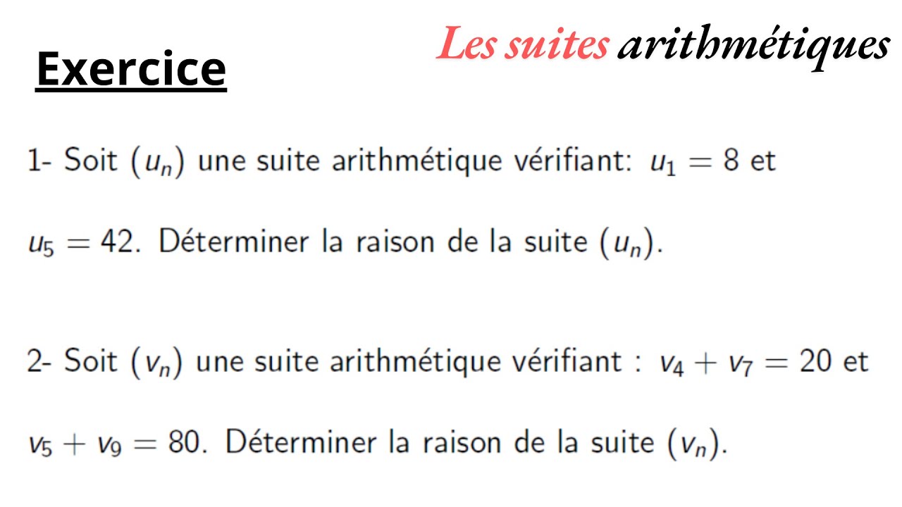 Trouver La Raison D'une Suite Arithmétique www.youtube.com