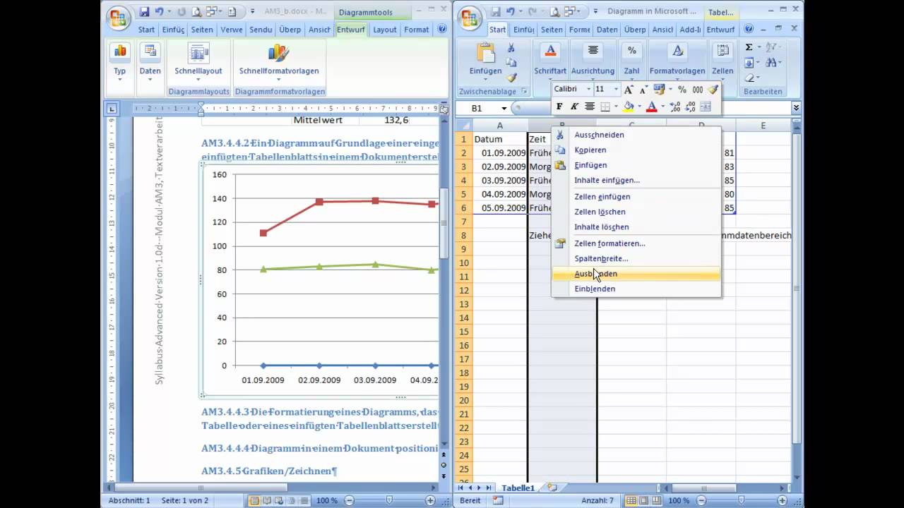 Word Eingebettete Excel Tabelle Kann Nicht Bearbeitet Werden am3442 Mit Word eingebettete Tabellen und Diagramme - YouTube