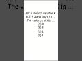 For a random variable X, E(X) = 3 and E(X²) = 11. The variance of X is ...(A) 8(B) 5(C) 2(D) 1