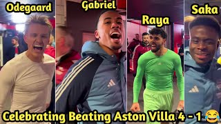 Gabriel ,Odeegard, Saka,Raya And More Arsenal Players In The Tunnel Celebrating 4 - 1 Vs Aston Villa