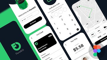 Figma UI design For Beginners | Create Taxi App UI design | Cab Booking App | FareGO Taxi app design