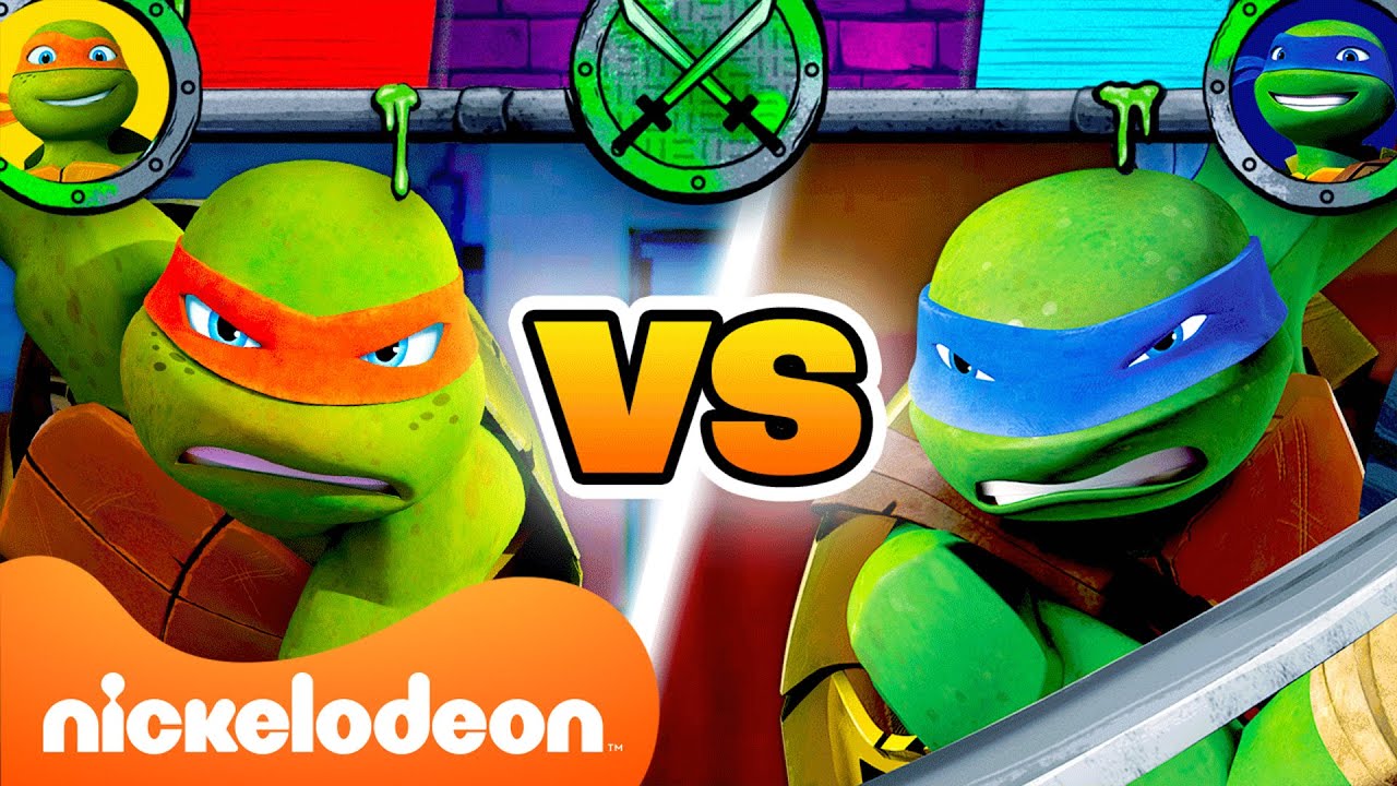 TMNT | ¡Escenas de pelea de Mikey con barras de salud al estilo de los videojuegos! 🎮  | Nickelodeon