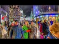 London Christmas Lights in West End |Central London Streets | London Rain Walk - 4K HDR
