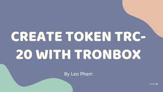 Create token TRC-20 with Tronbox